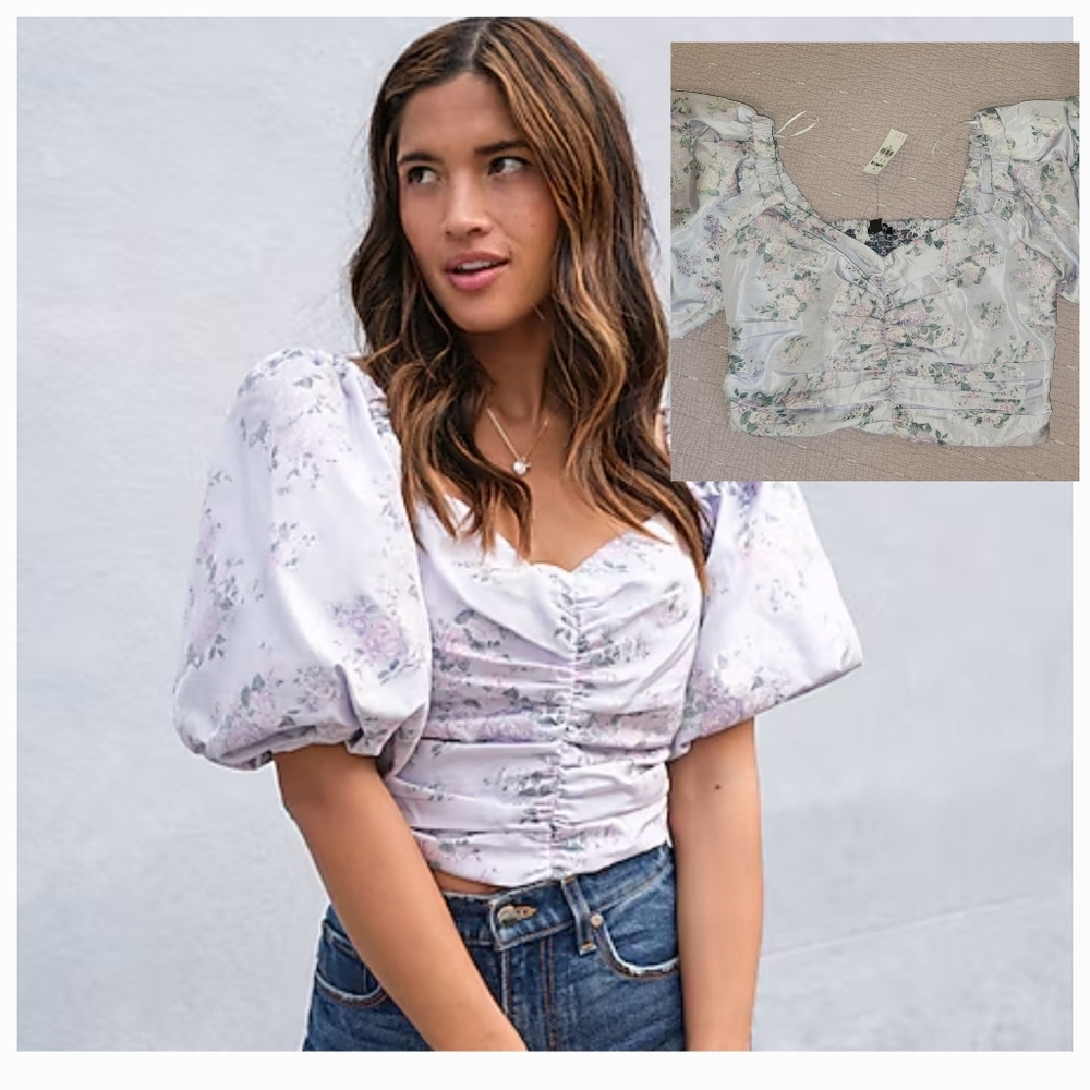 Express Puff Sleeve Floral Top